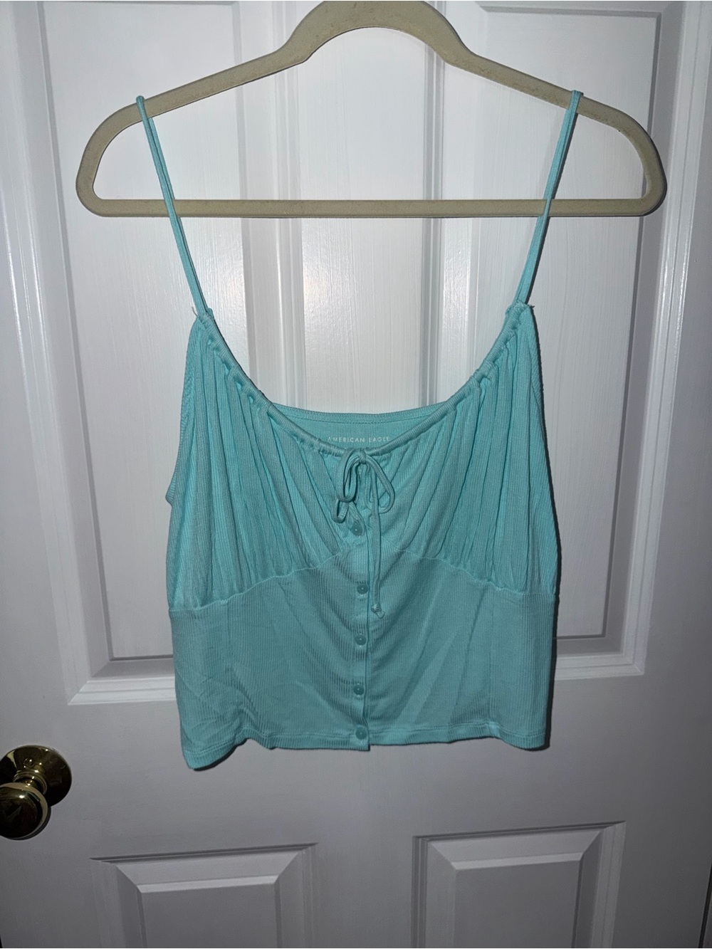 American Eagle Outfitters Aqua Ribbed Button-Front Cami